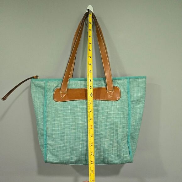 🐢 Fossil Keyper Blue Tote Bag with Tan Accents - Picture 4 of 11